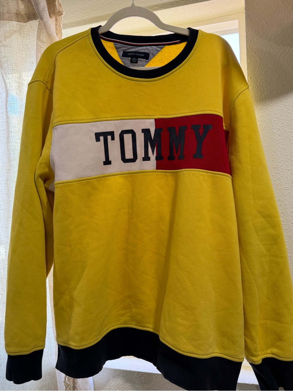 Tommy Hilfiger Yellow, Red & White Logo Crewneck Sweatshirt